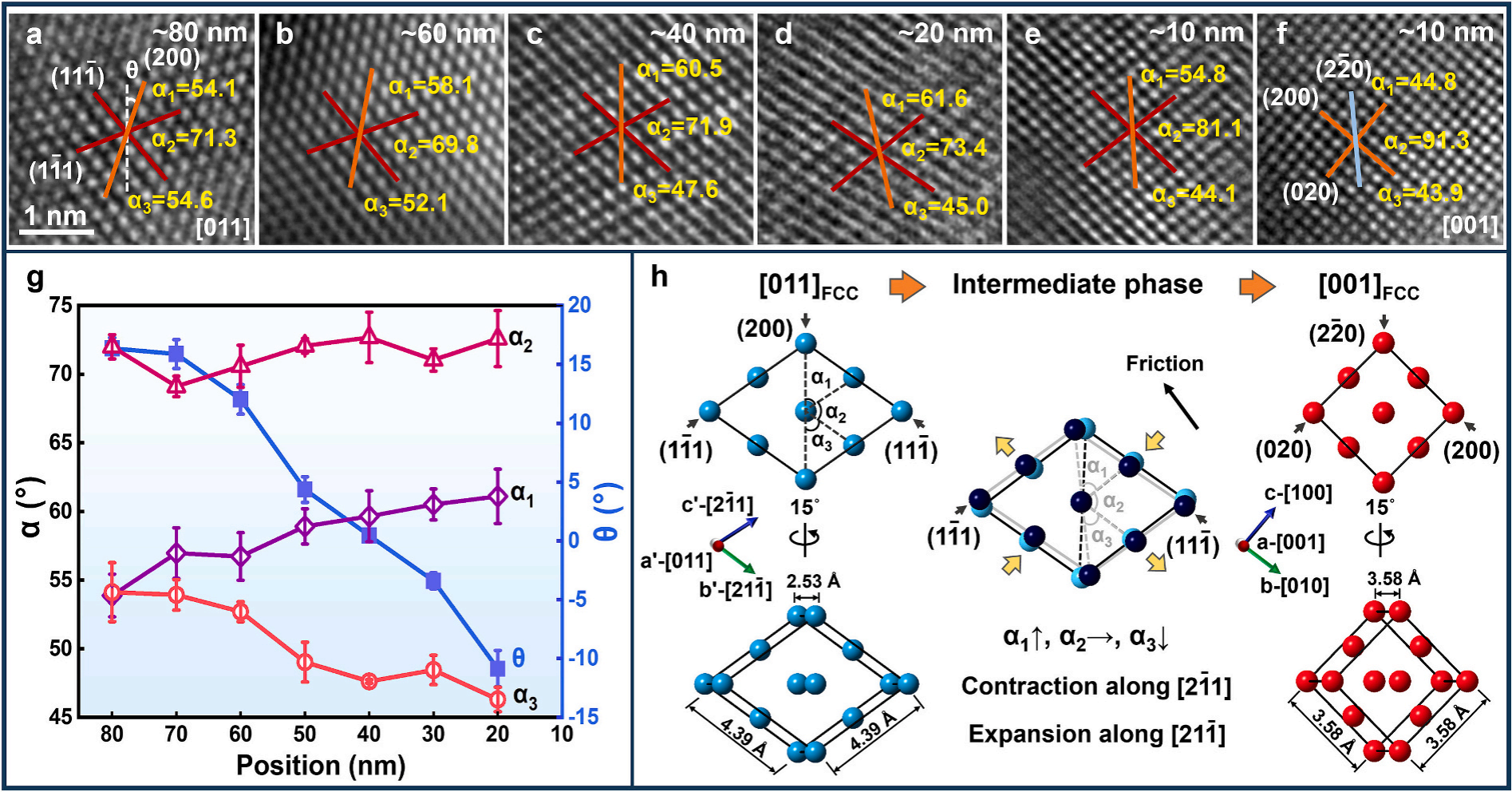 原位摩擦后表面下方不同位置的結(jié)構(gòu)演變 原位摩擦后表面下方不同位置的結(jié)構(gòu)演變
